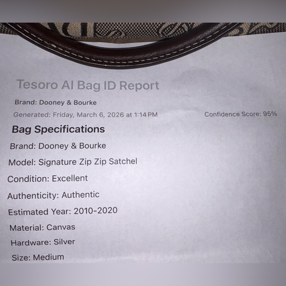 Dooney & Bourke DB Monogram Satchel Bag Brown Leather Trim Canvas&Coin Pouch - Picture 11 of 11